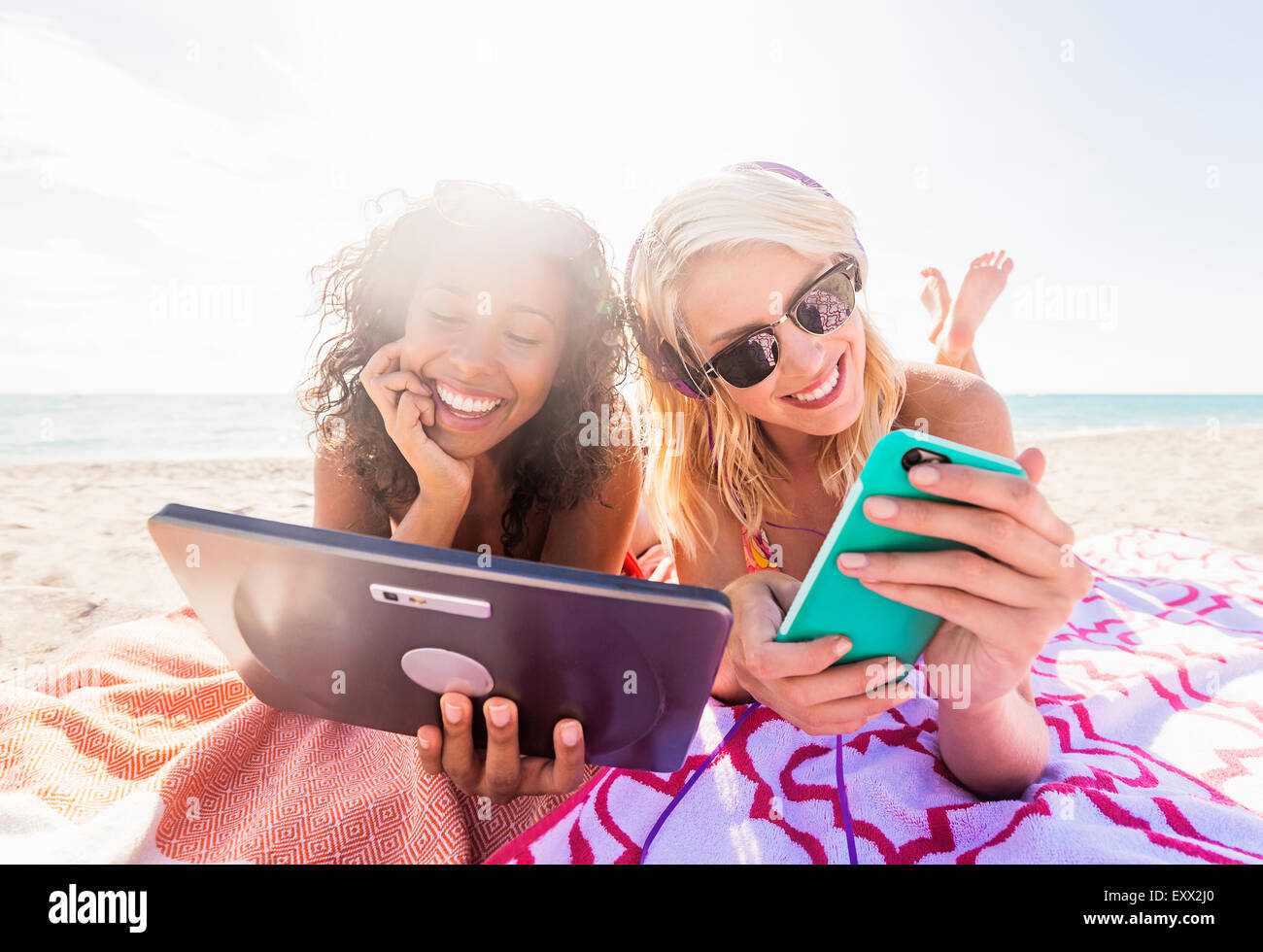 Female friends on beach Stock Photo