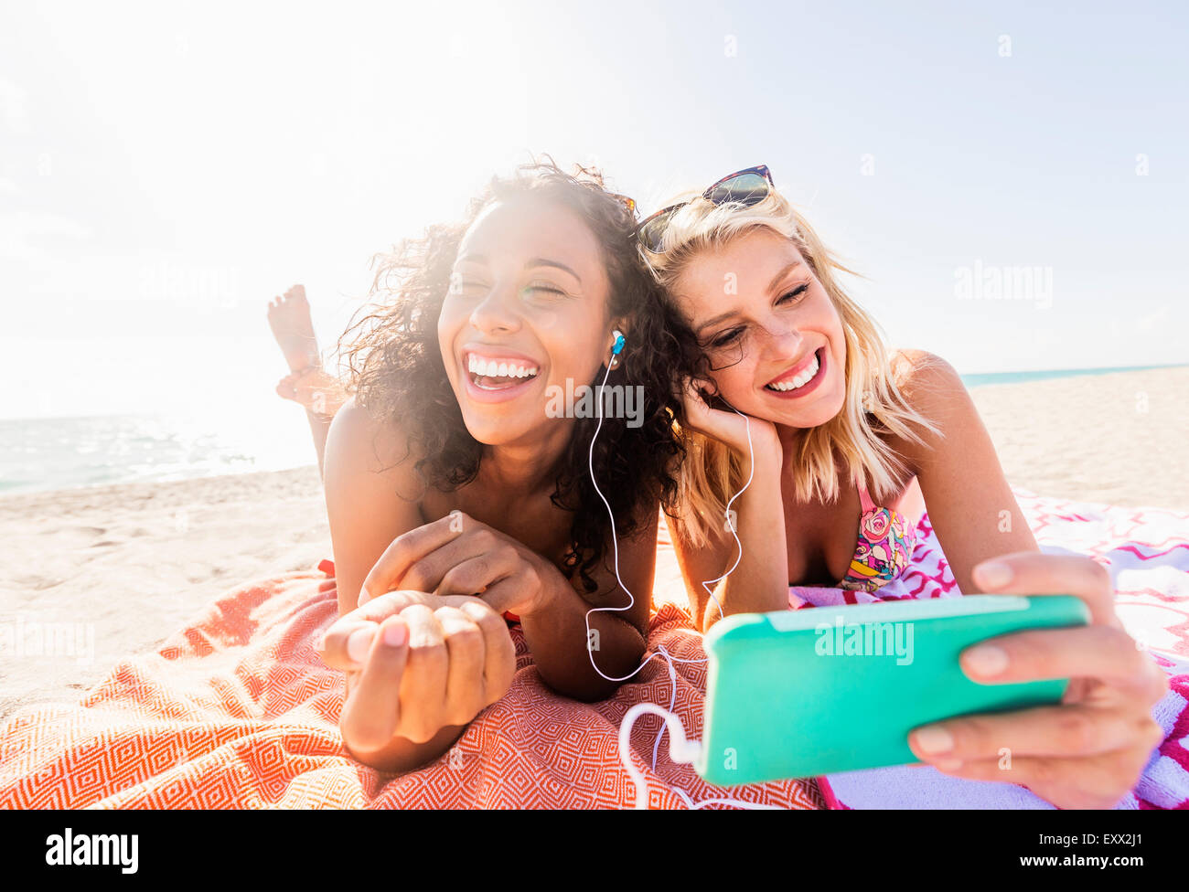 Female friends on beach Stock Photo
