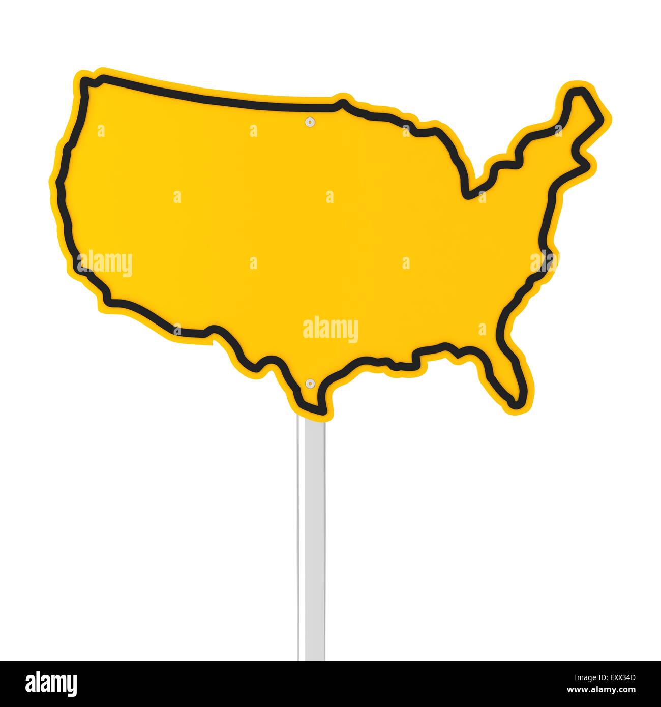 USA shaped road sign Stock Photo