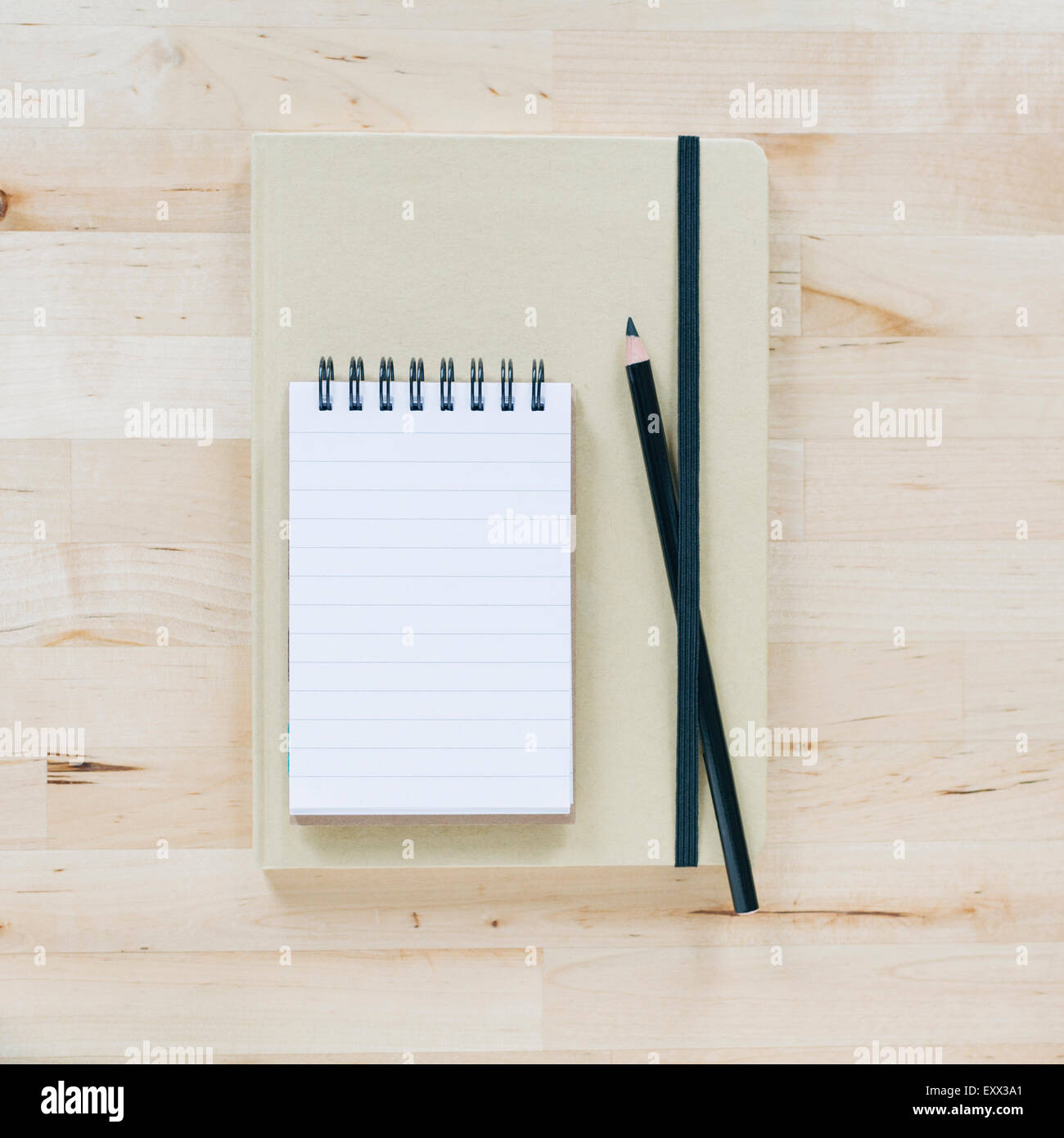 Overhead view of notebooks Stock Photo