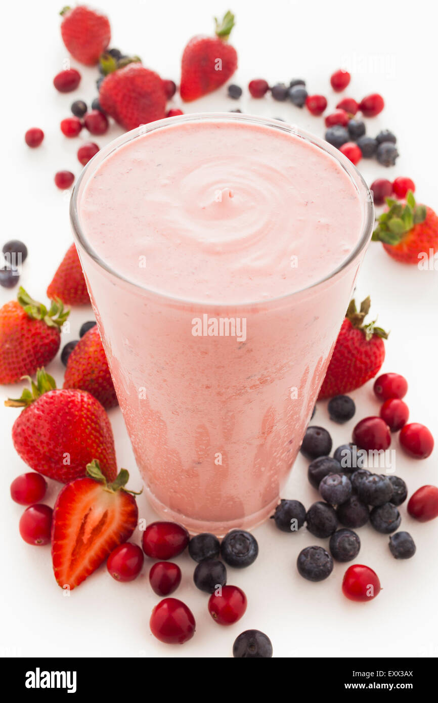 Berry smoothie and fruit Stock Photo