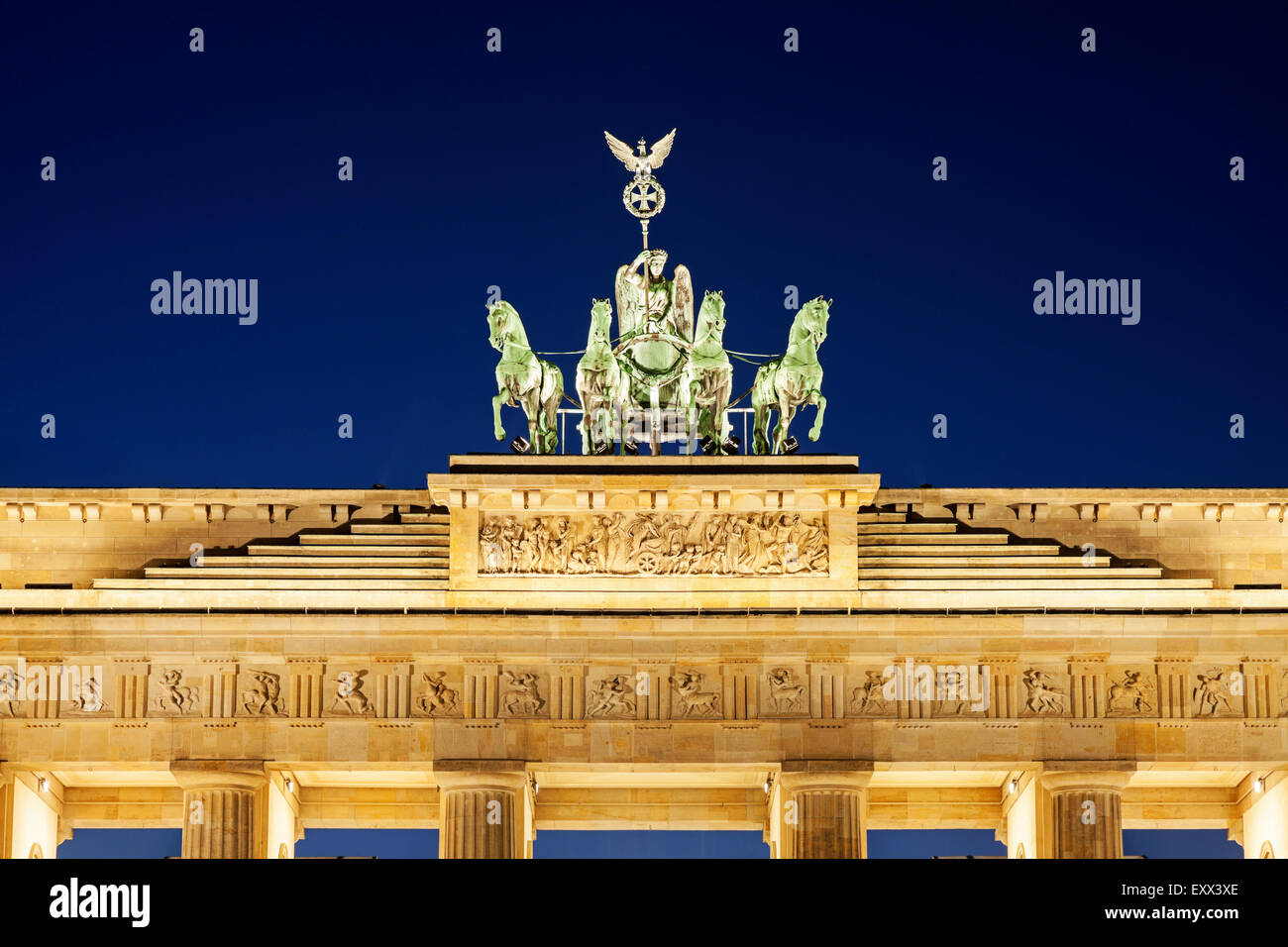 Statue on top of Brandenburg Gate Stock Photo