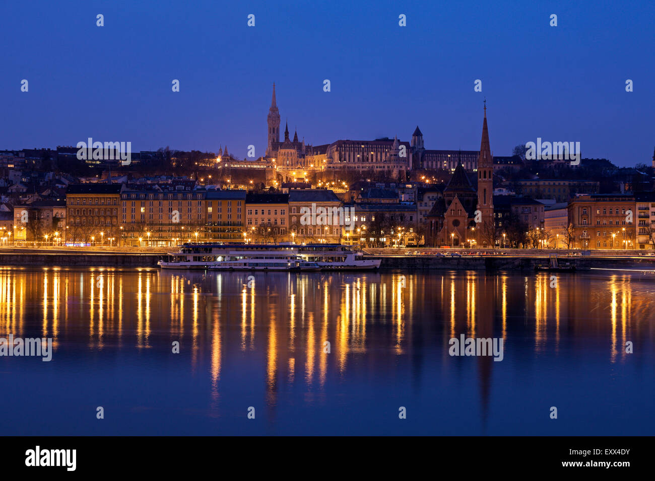 Buda skyline with Matthias Church and Fisherman's Bastion Stock Photo