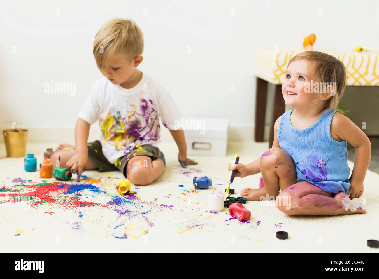 Kid Paint Mess Photos, Images and Pictures