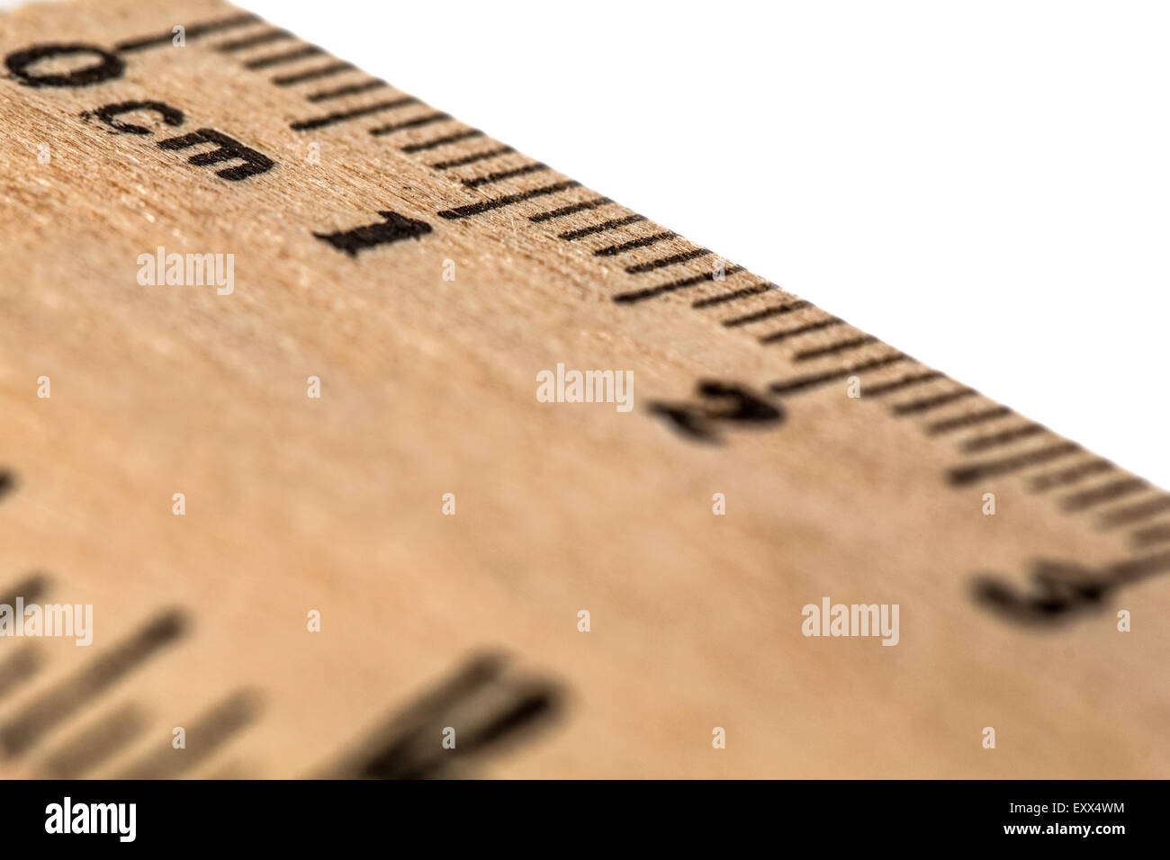 Ruler wooden, isolated on white background Stock Photo