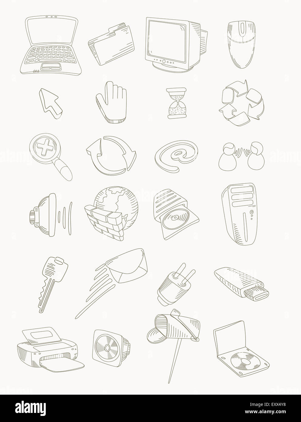 Line drawing computer icons Stock Photo