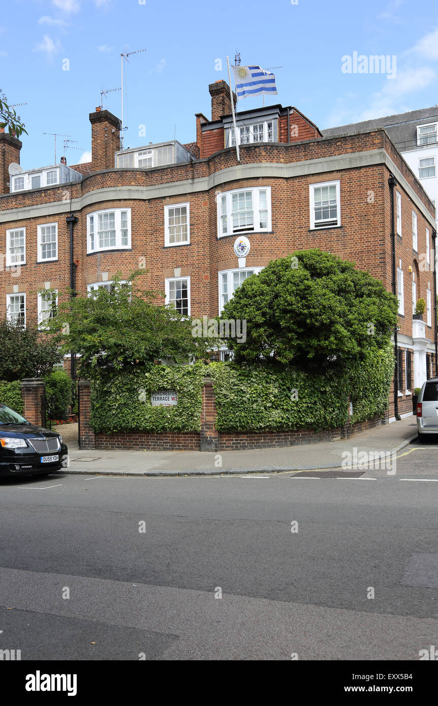 The London Embassy of Uruguay on Porchester Terrace, near Hyde Park Stock Photo
