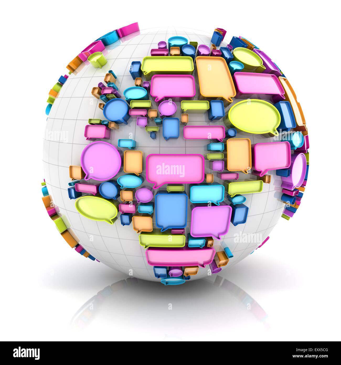 Globe with speech bubbles Stock Photo