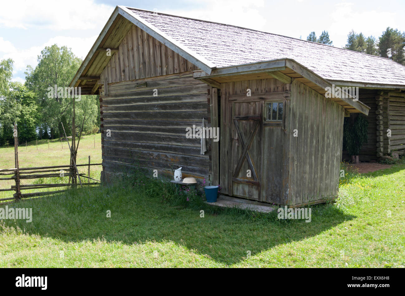 An old outdoor toilet at a museum farm Stock Photo Alamy
