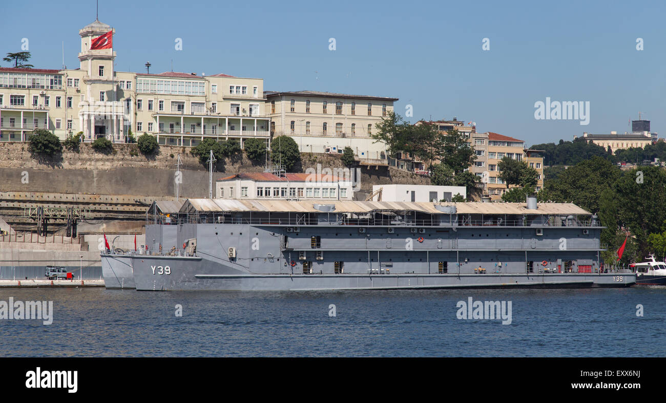 Navy hospital ships front Navy hospital Istanbul. Stock Photo