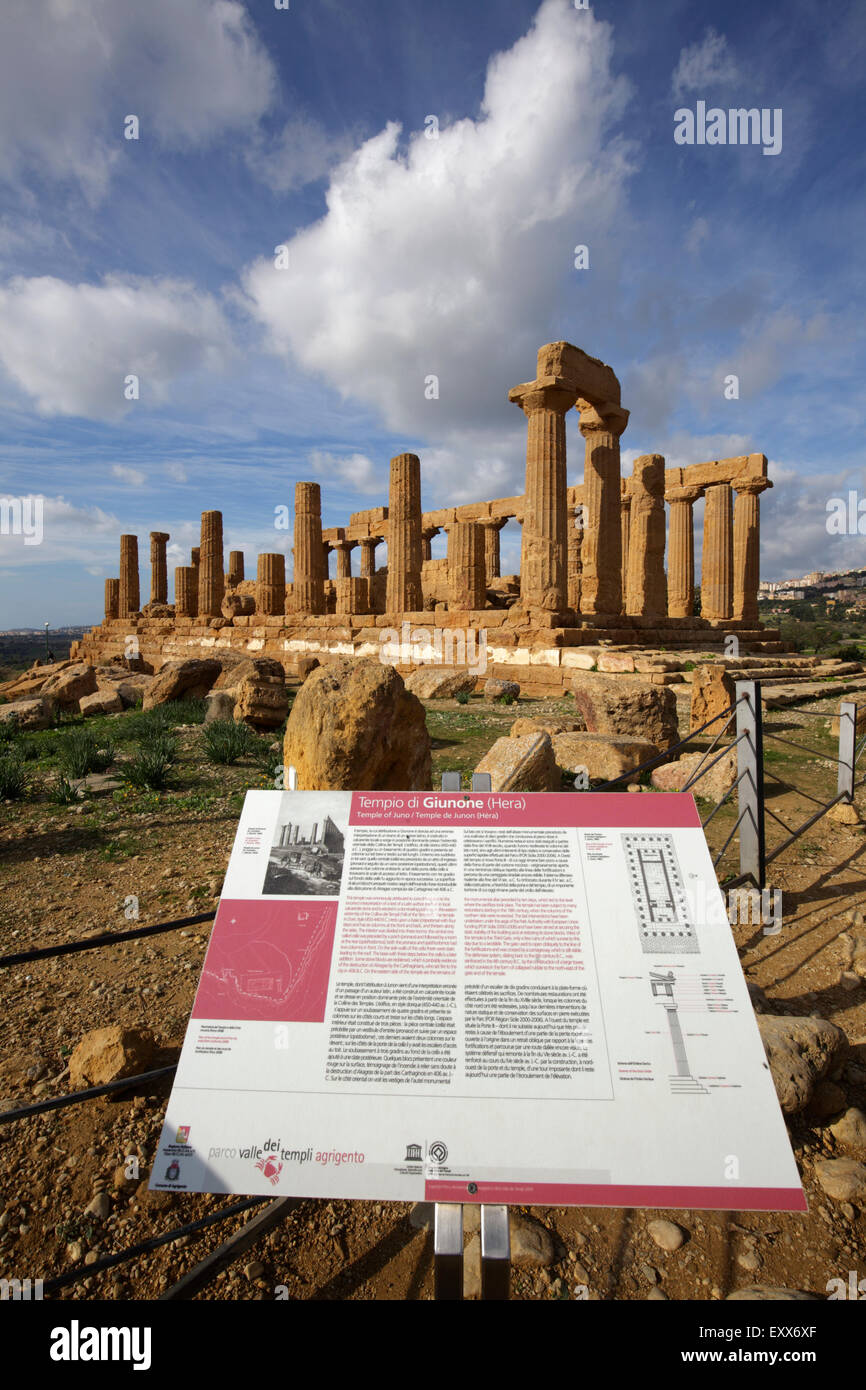 Temple of Juno at Valley of the Temples, Agrigento, Sicily, Italy Stock Photo