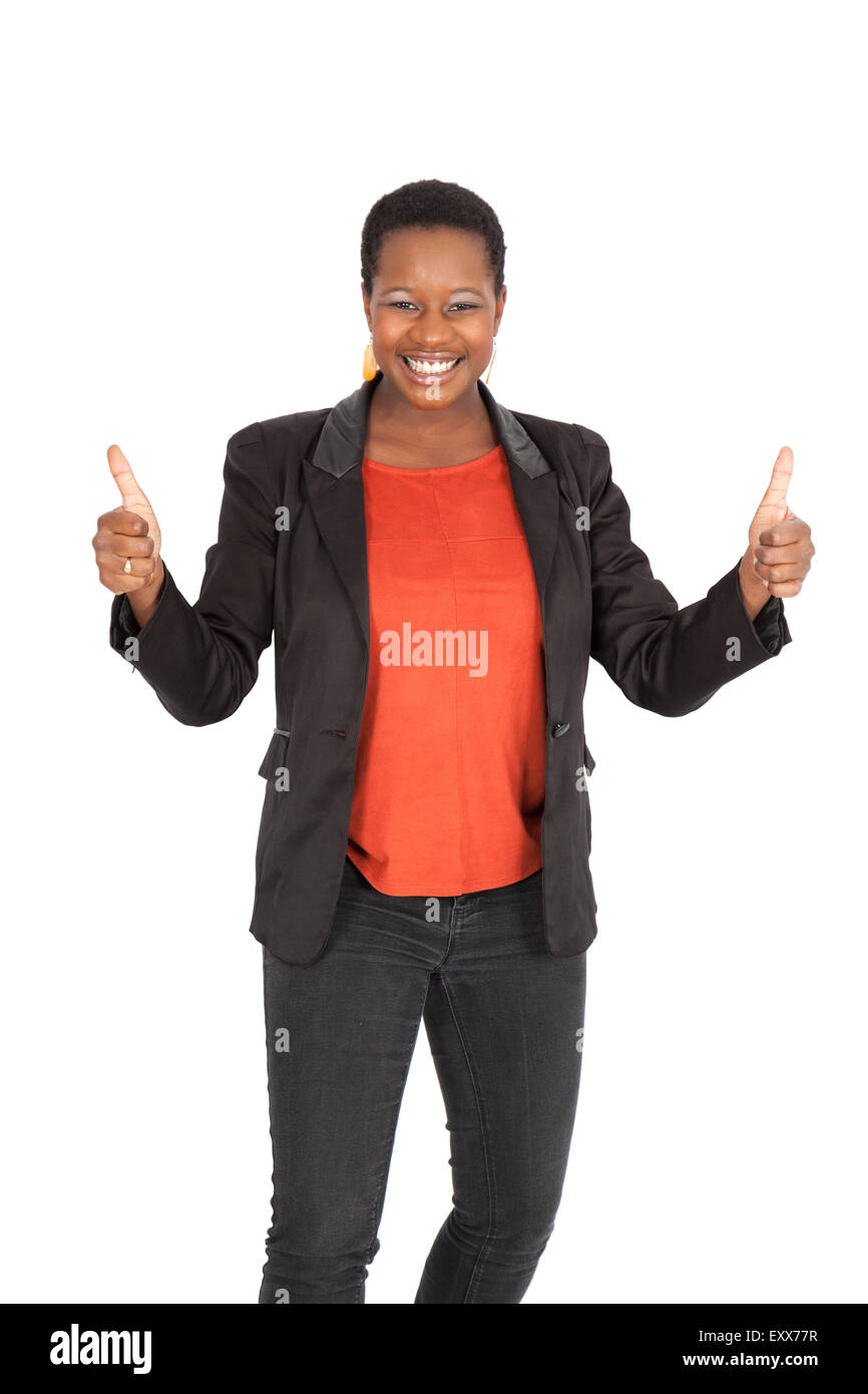 Thumbs up young african woman hi-res stock photography and images - Alamy