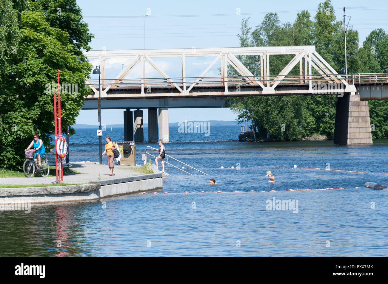 People swimming in the lake in Tampere Finland Stock Photo Alamy