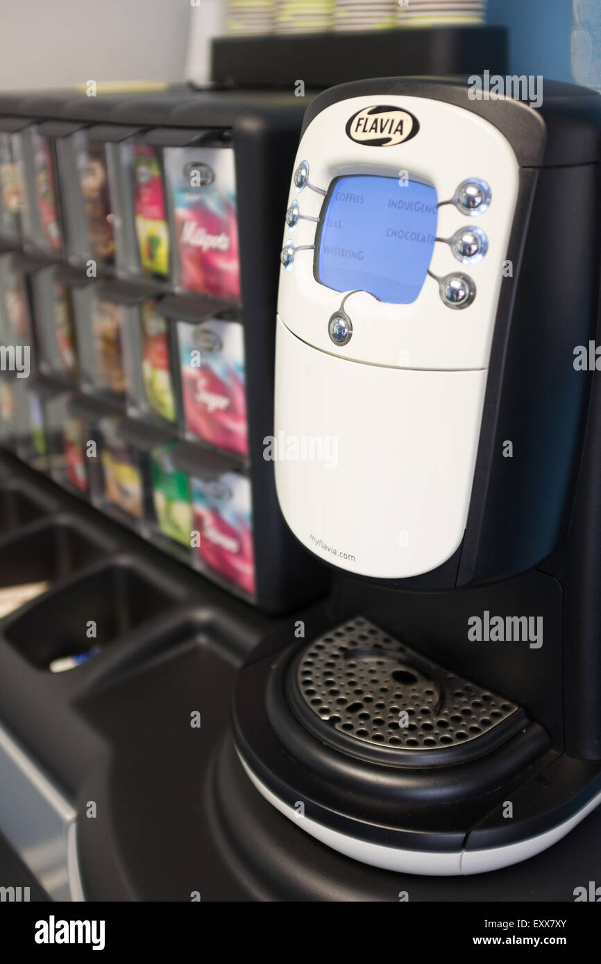 Flavia coffee machine, with a wide selection of sachets Stock Photo