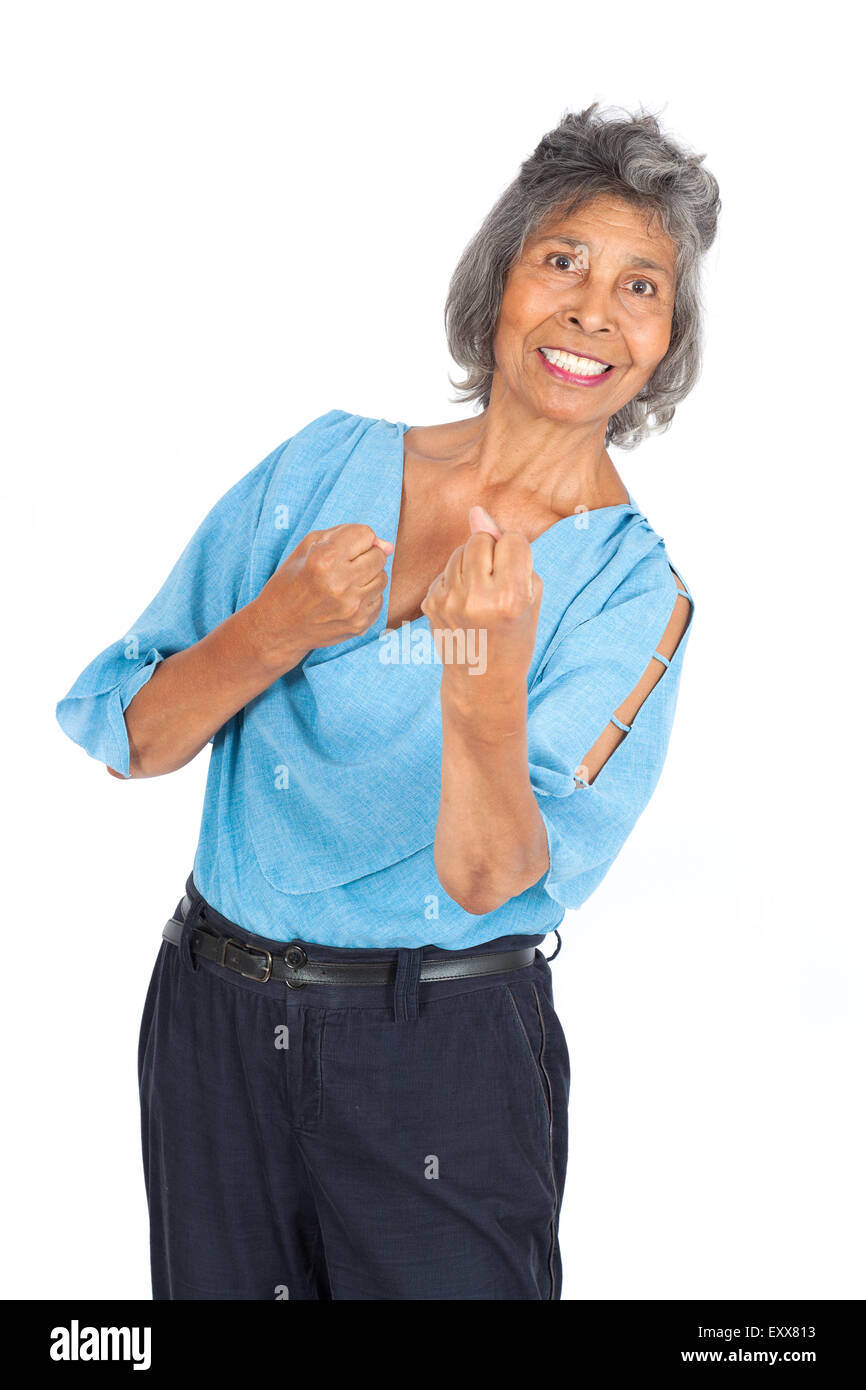 Mature woman fist up isolated hi-res stock photography and images - Alamy