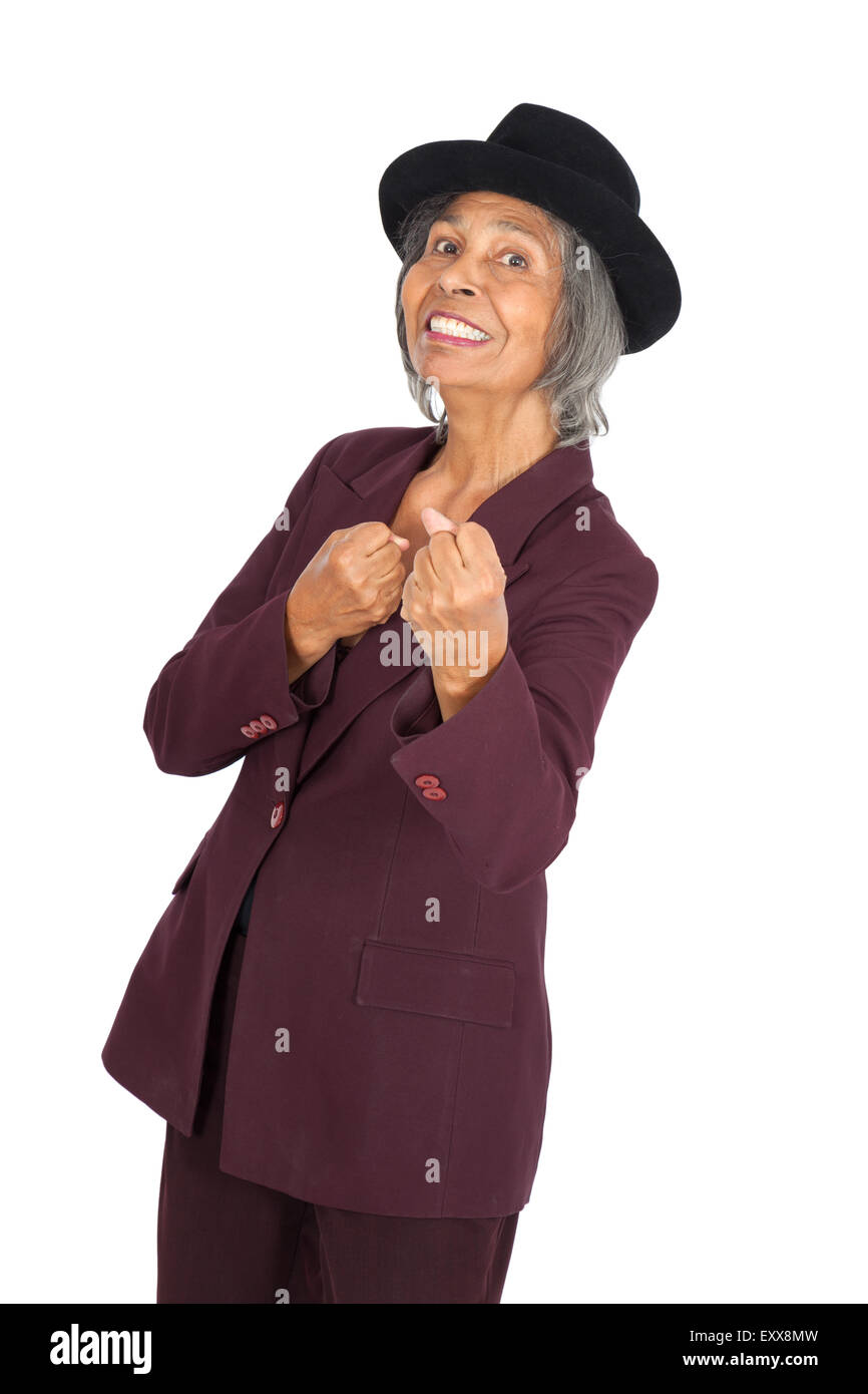 Mature woman fist up isolated hi-res stock photography and images - Alamy