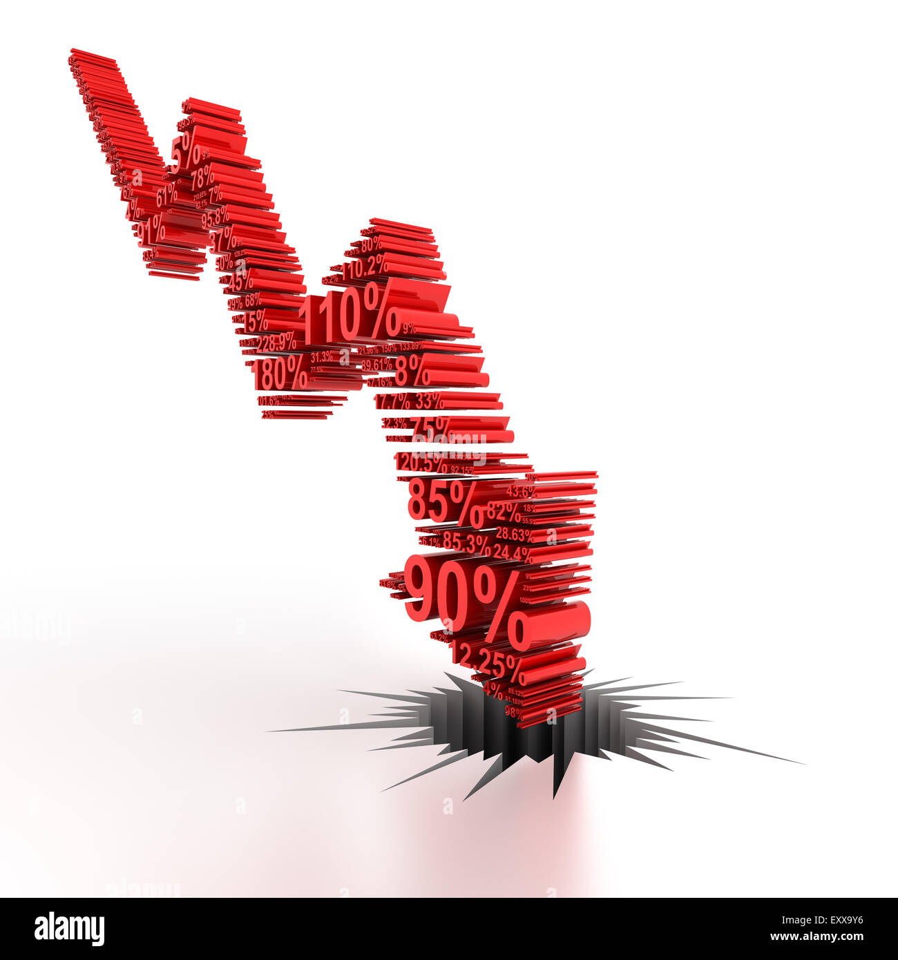 3d downward arrow formed by numbers Stock Photo