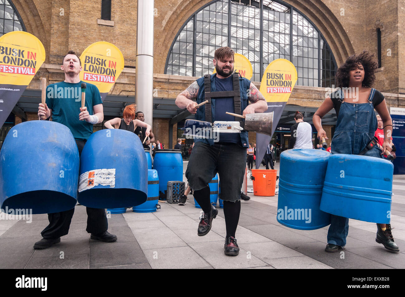 London, UK. 17 July 2015. Members of the percussion group, Stomp