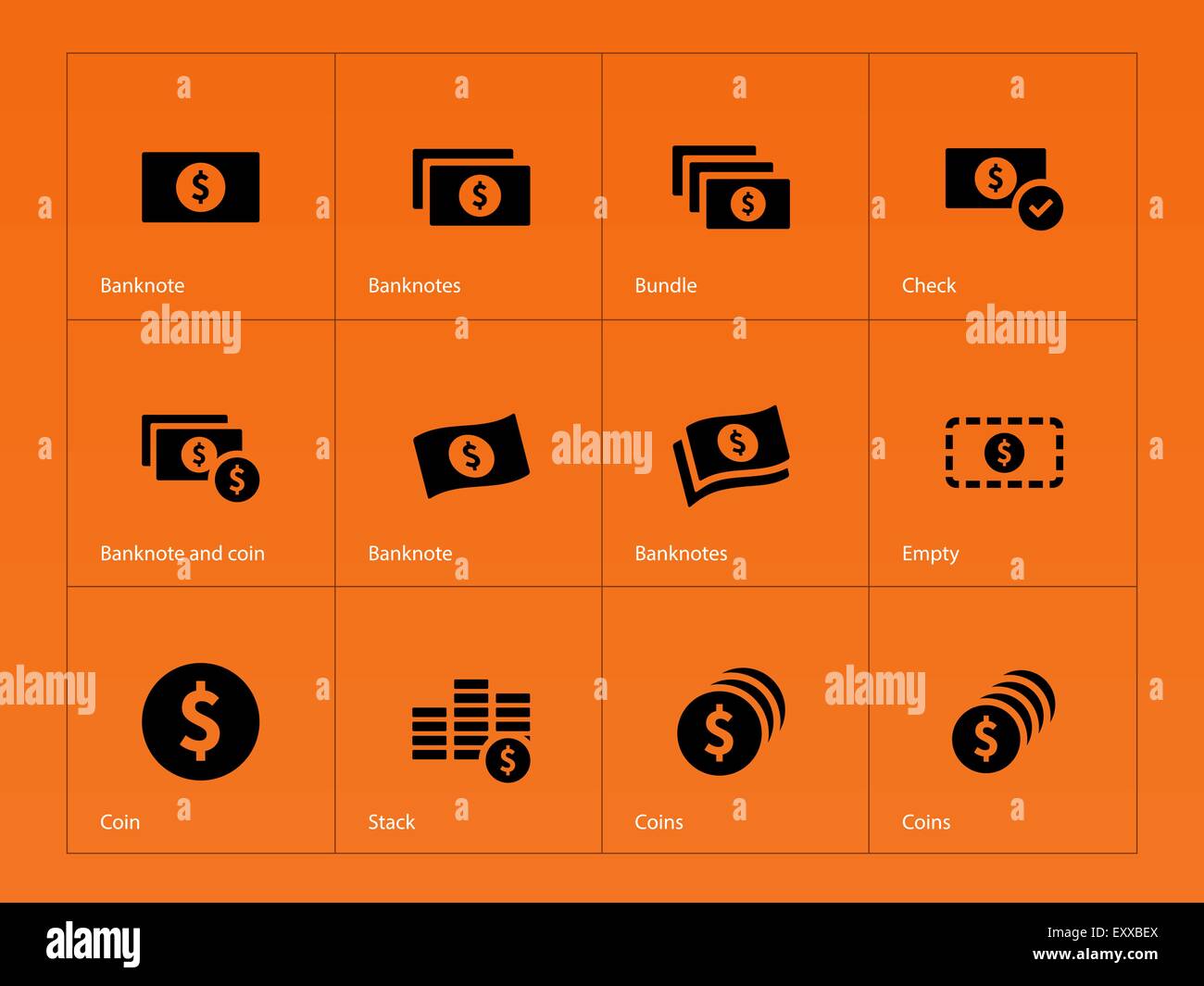 Dollar Banknote icons on orange background Stock Vector Image & Art - Alamy