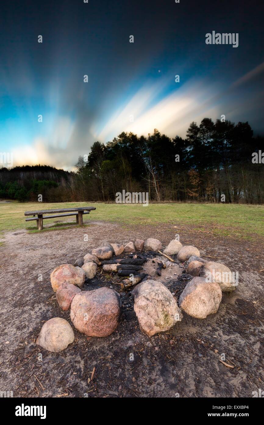 Landscape with campfire place. Long exposure photo Stock Photo - Alamy
