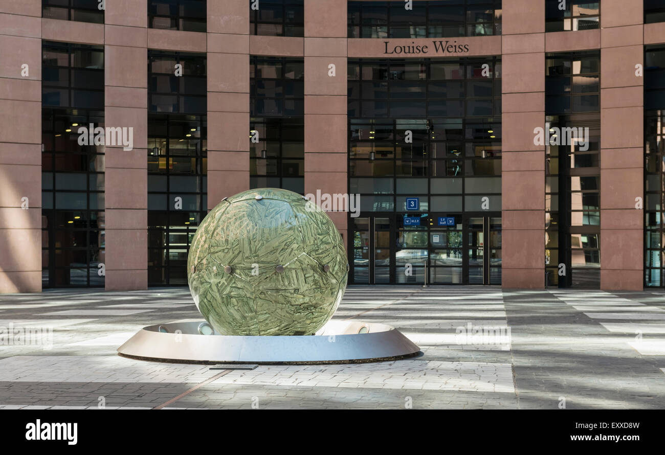 The Courtyard inside the European Parliament building, Louise Weiss building, Strasbourg, France, Europe Stock Photo