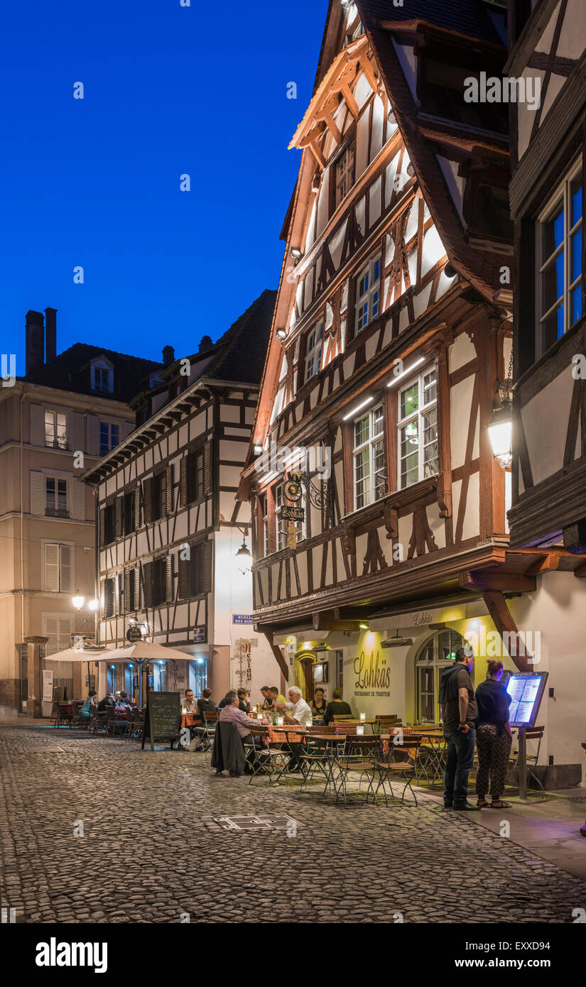 Restaurants in La Petite France old town district, Strasbourg, France, Europe Stock Photo