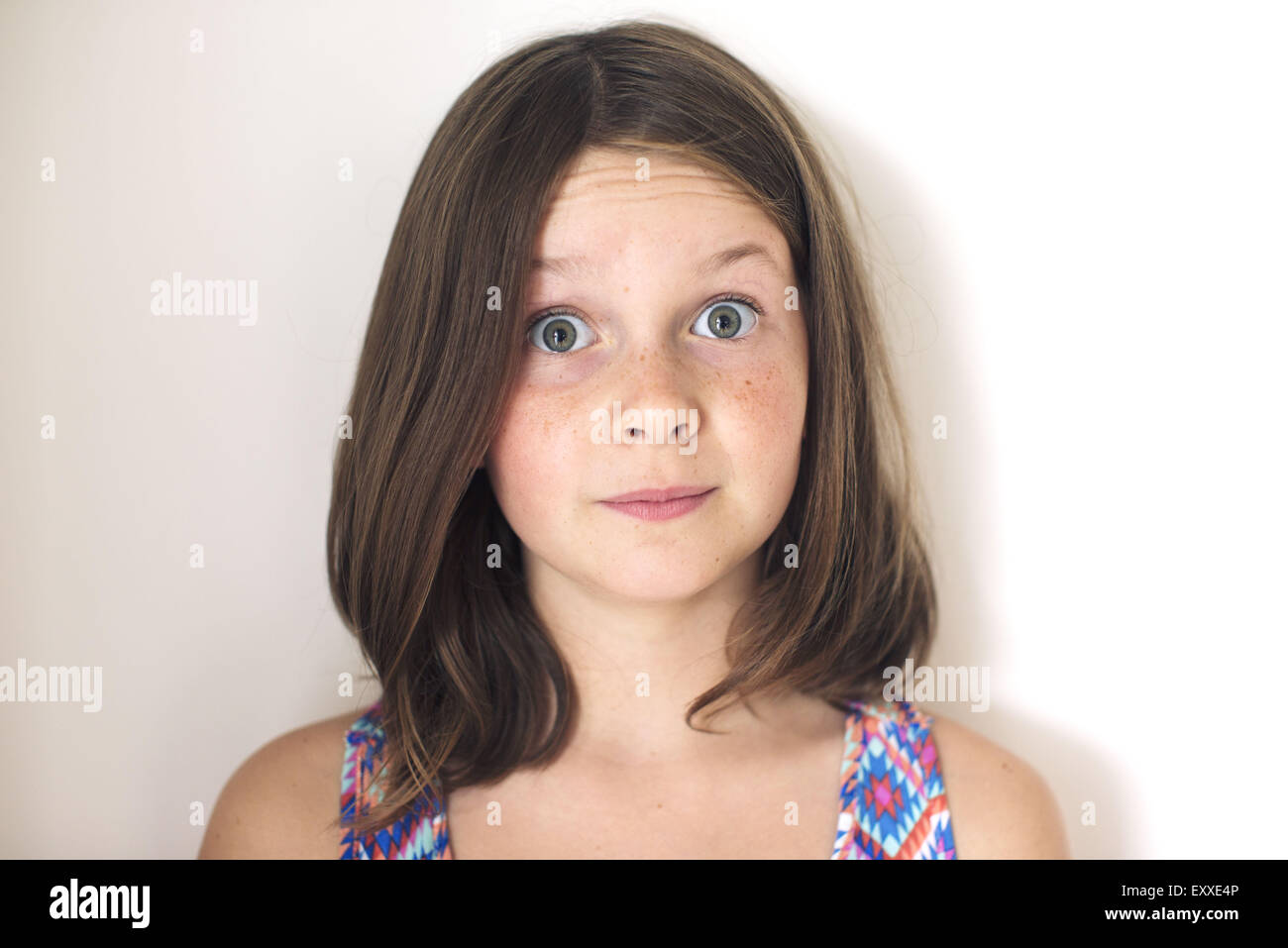 Girl with surprised expression on face, portrait Stock Photo