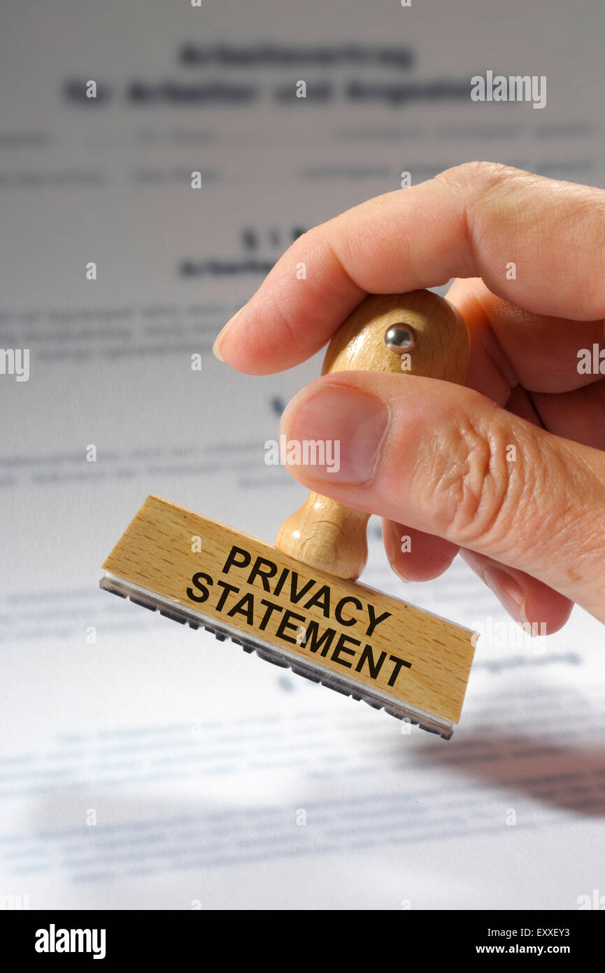 privacy statement marked on rubber stamp Stock Photo