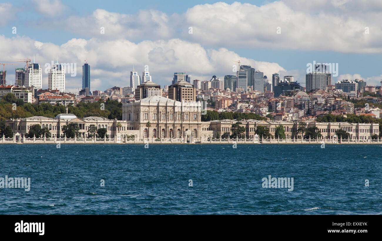 Dolmabahce palace from the Bosphorus, Istanbul, Turkey. Stock Photo
