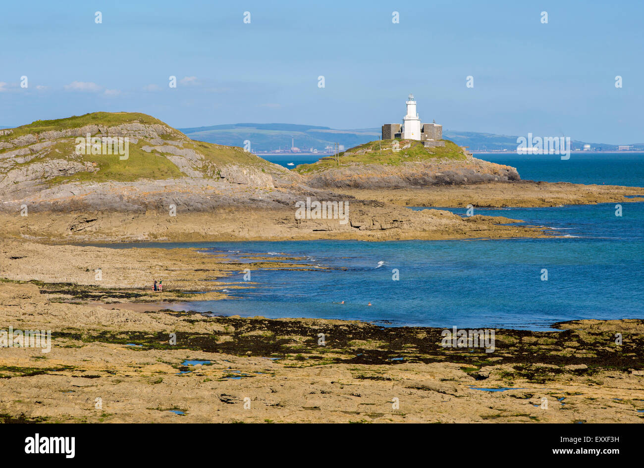 Lighthouse at Mumbles Head, Gower peninsula, near Swansea, South Wales