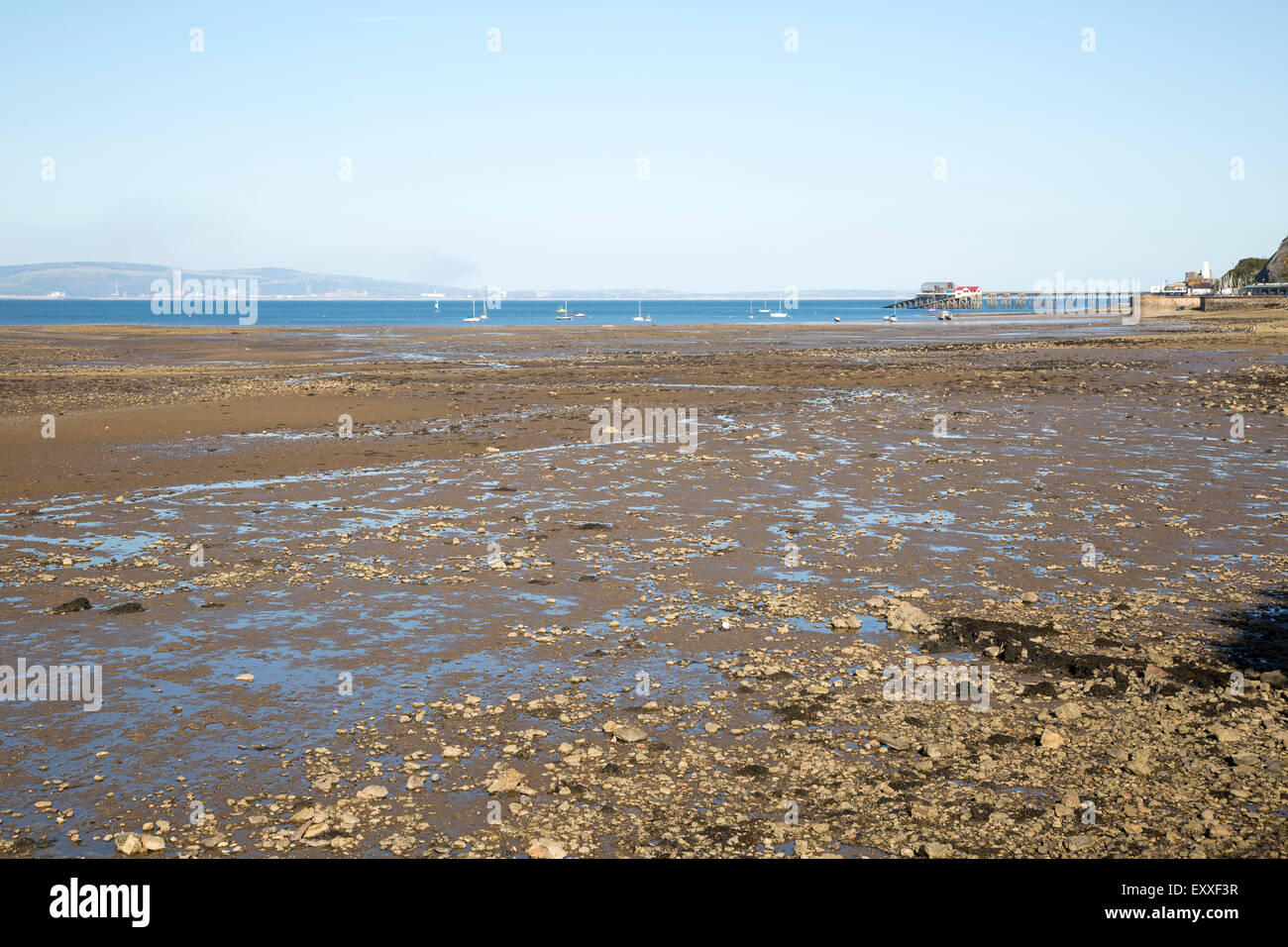 Beach at low tide, Swansea bay, Mumbles, Gower peninsula, South Wales
