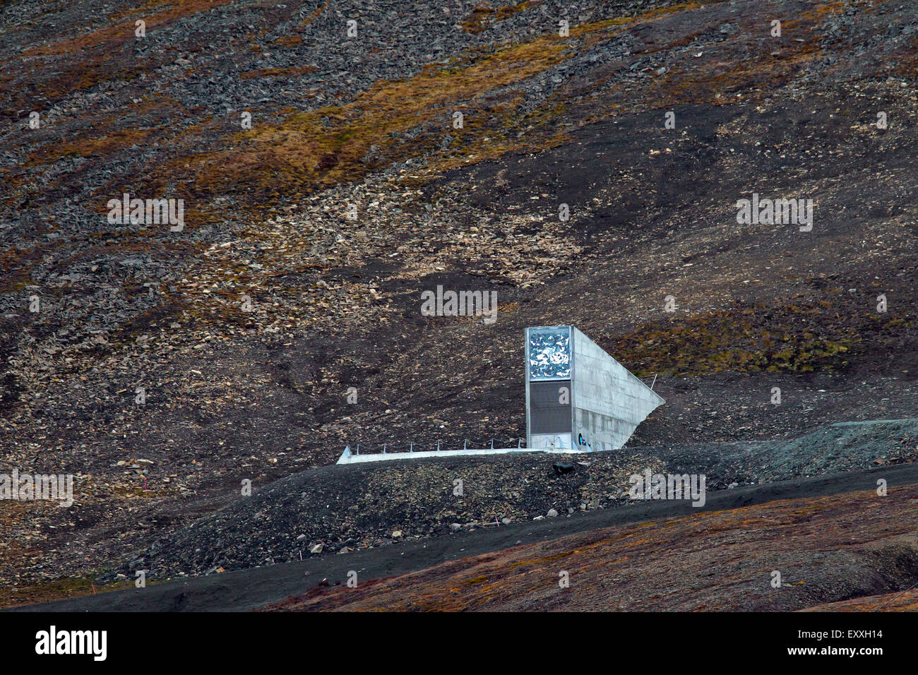 Entrance to the Svalbard Global Seed Vault, largest seed bank in the world near Longyearbyen on the island of Spitsbergen Stock Photo