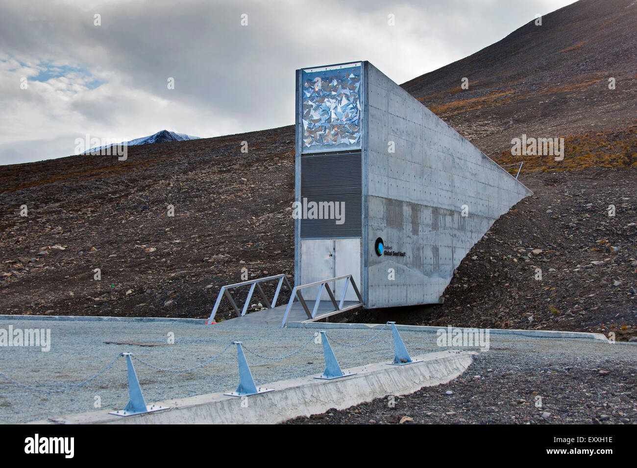 Entrance to the Svalbard Global Seed Vault, largest seed bank in the world near Longyearbyen on the island of Spitsbergen Stock Photo