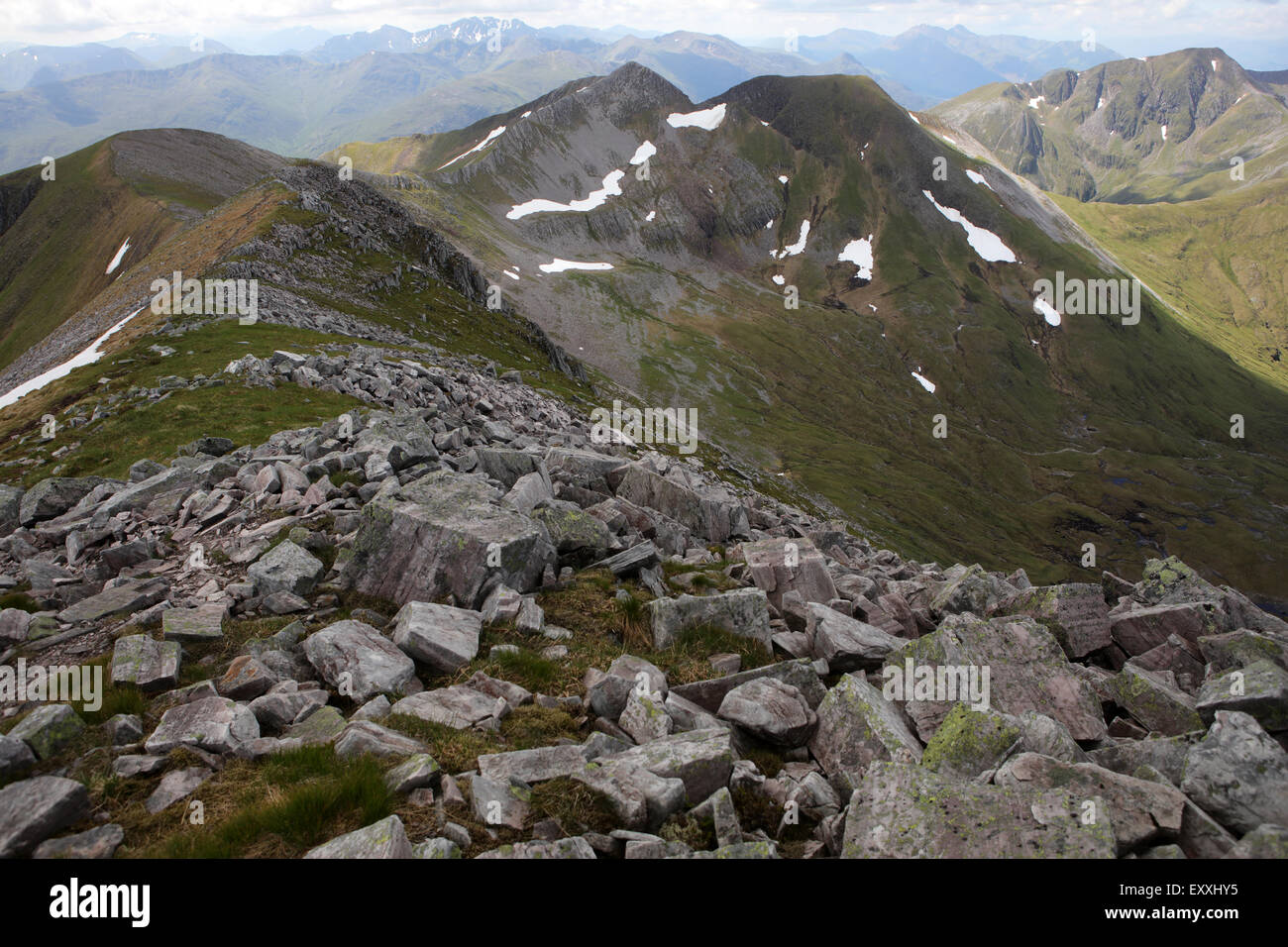 Ascent path to Binnein Mor and Na Gruagaichean - View towards Glen ...