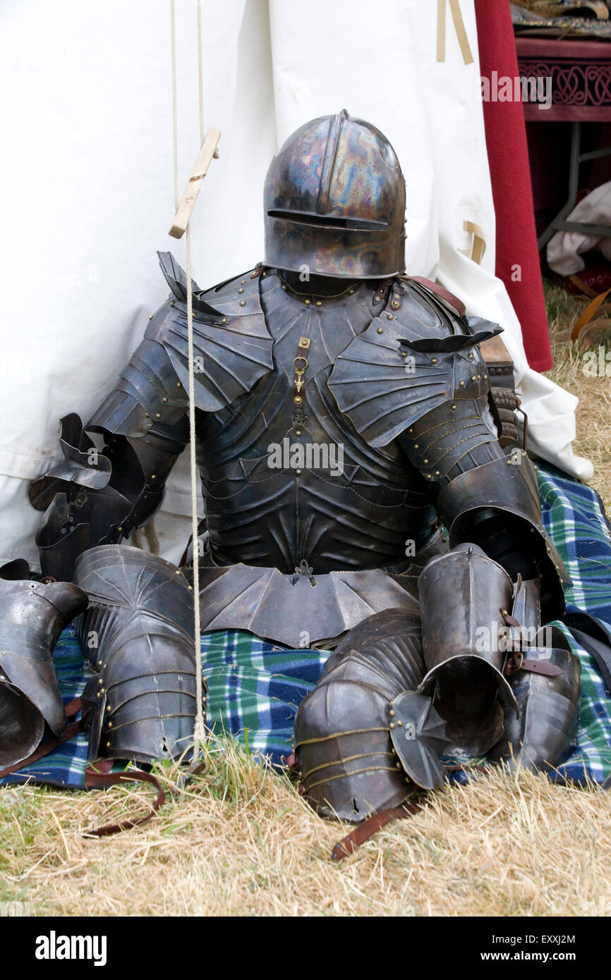 Suits of Amour display at Tewkesbury medieval festival Stock Photo