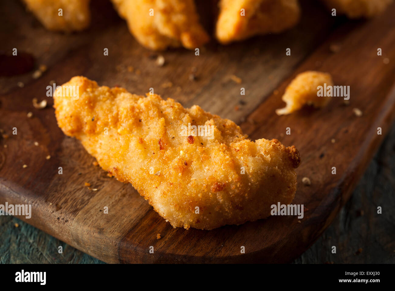 Homemade Breaded Chicken Tenders with Fries and BBQ Sauce Stock Photo Alamy