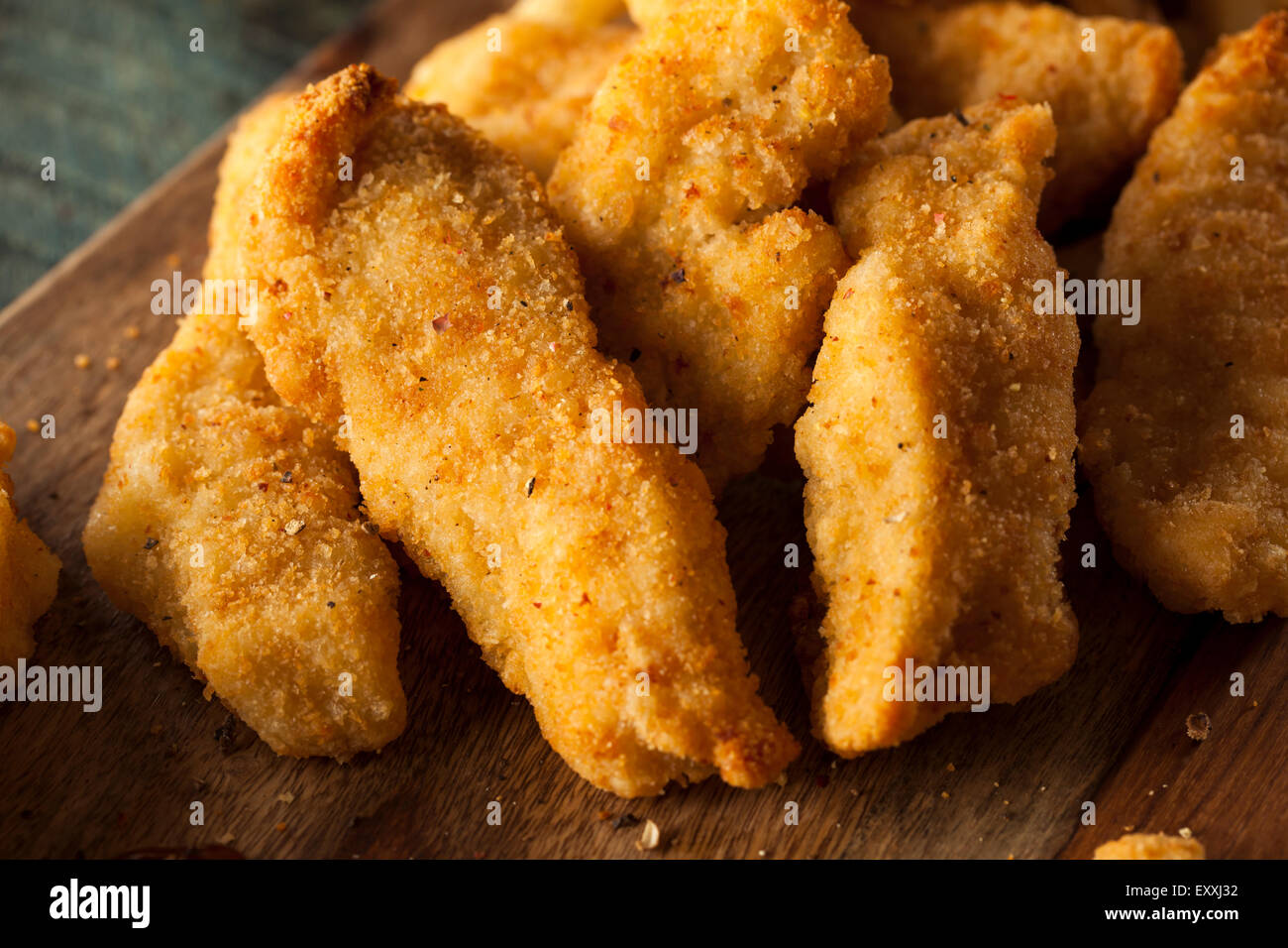 Homemade Breaded Chicken Tenders with Fries and BBQ Sauce Stock Photo Alamy