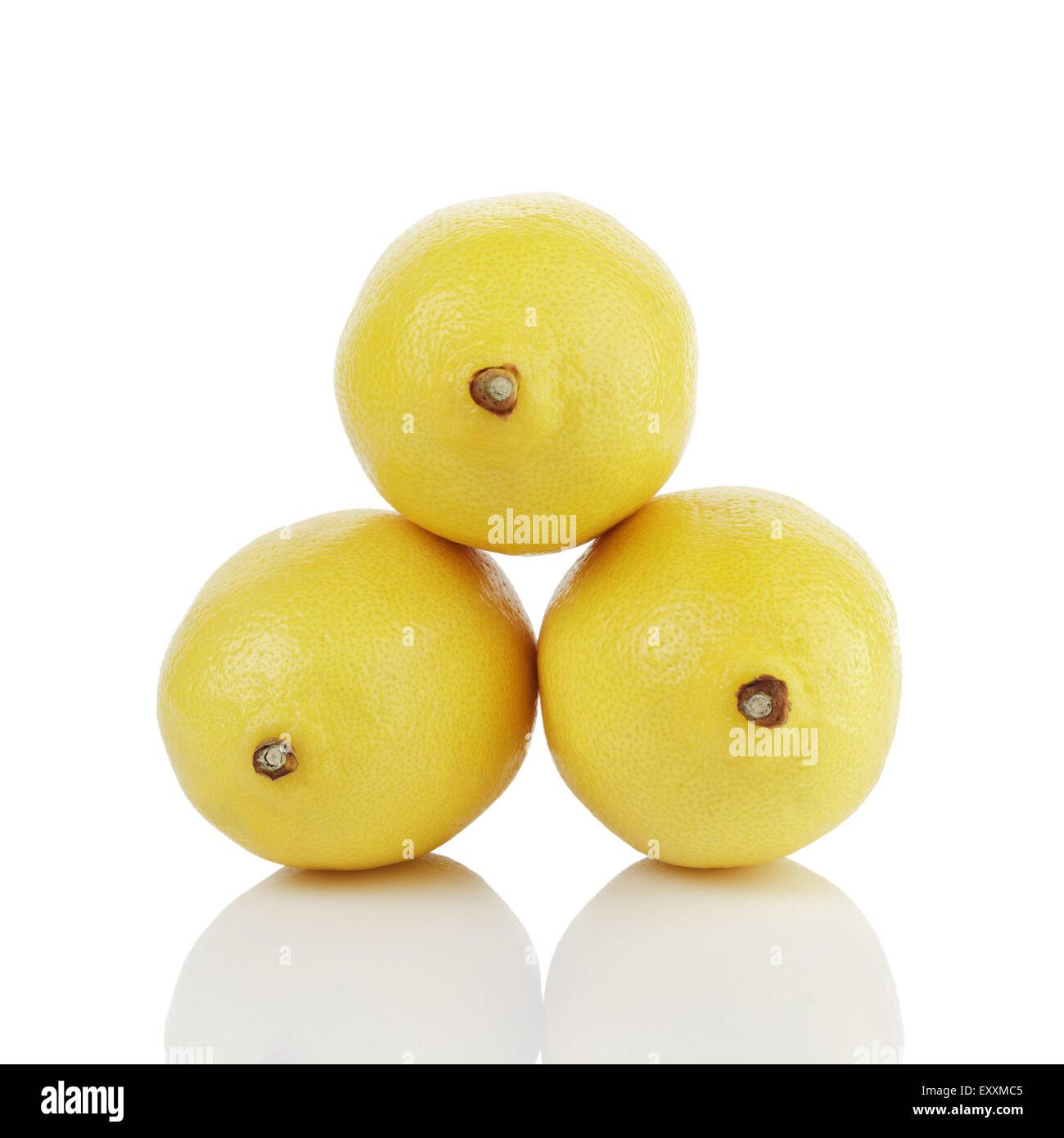 three fresh ripe lemons isolated on white Stock Photo - Alamy