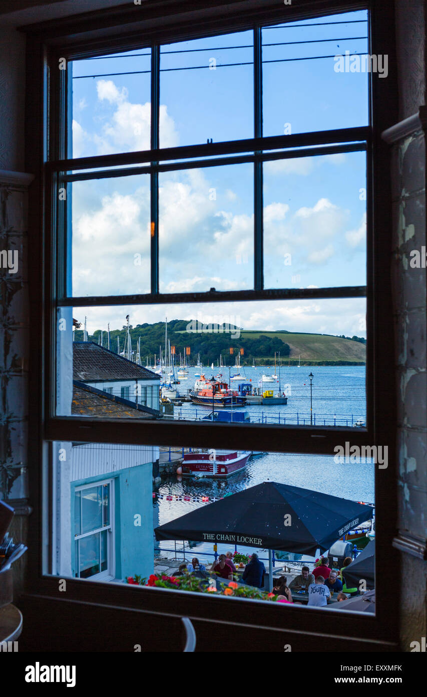 View of the harbour and Custom House Quay from the Quayside Inn, Falmouth, Cornwall, England, UK Stock Photo