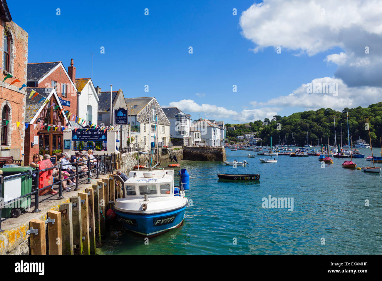 The waterfront in Fowey, Cornwall, England, UK Stock Photo