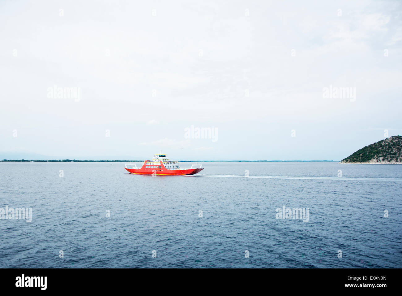 Ferry boat with destination island ahead Stock Photo