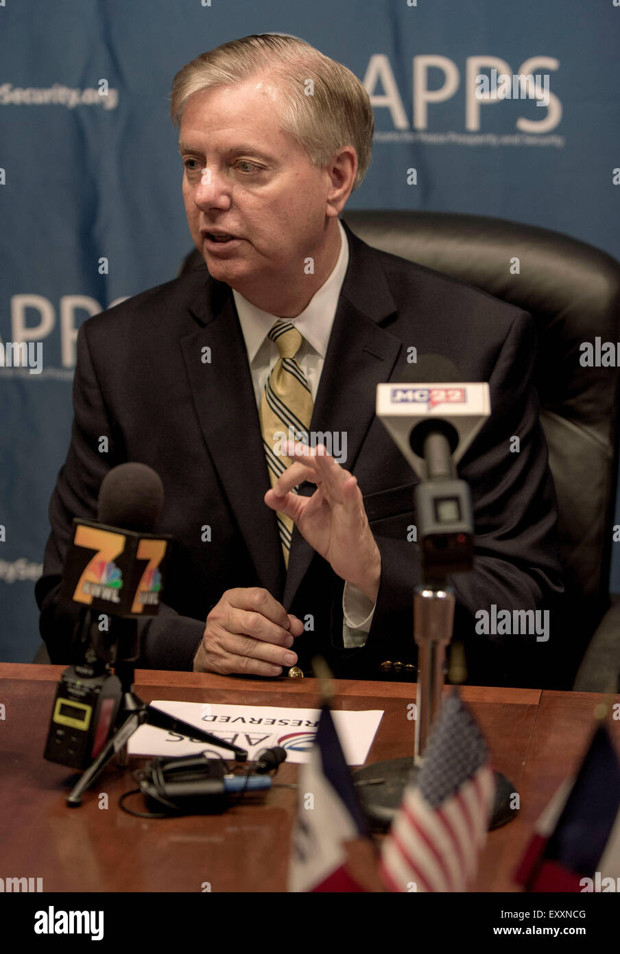 Cedar Rapids, Iowa, USA. 17th July, 2015. Senator LINDSEY GRAHAM speaks