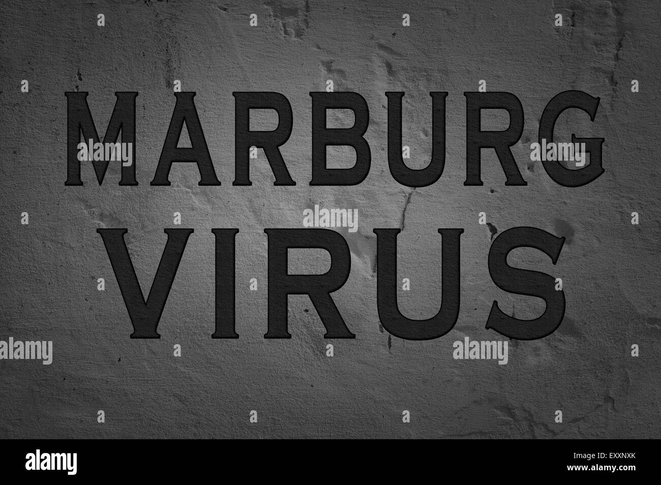 Word Marburg Virus isolated on dark background Stock Photo