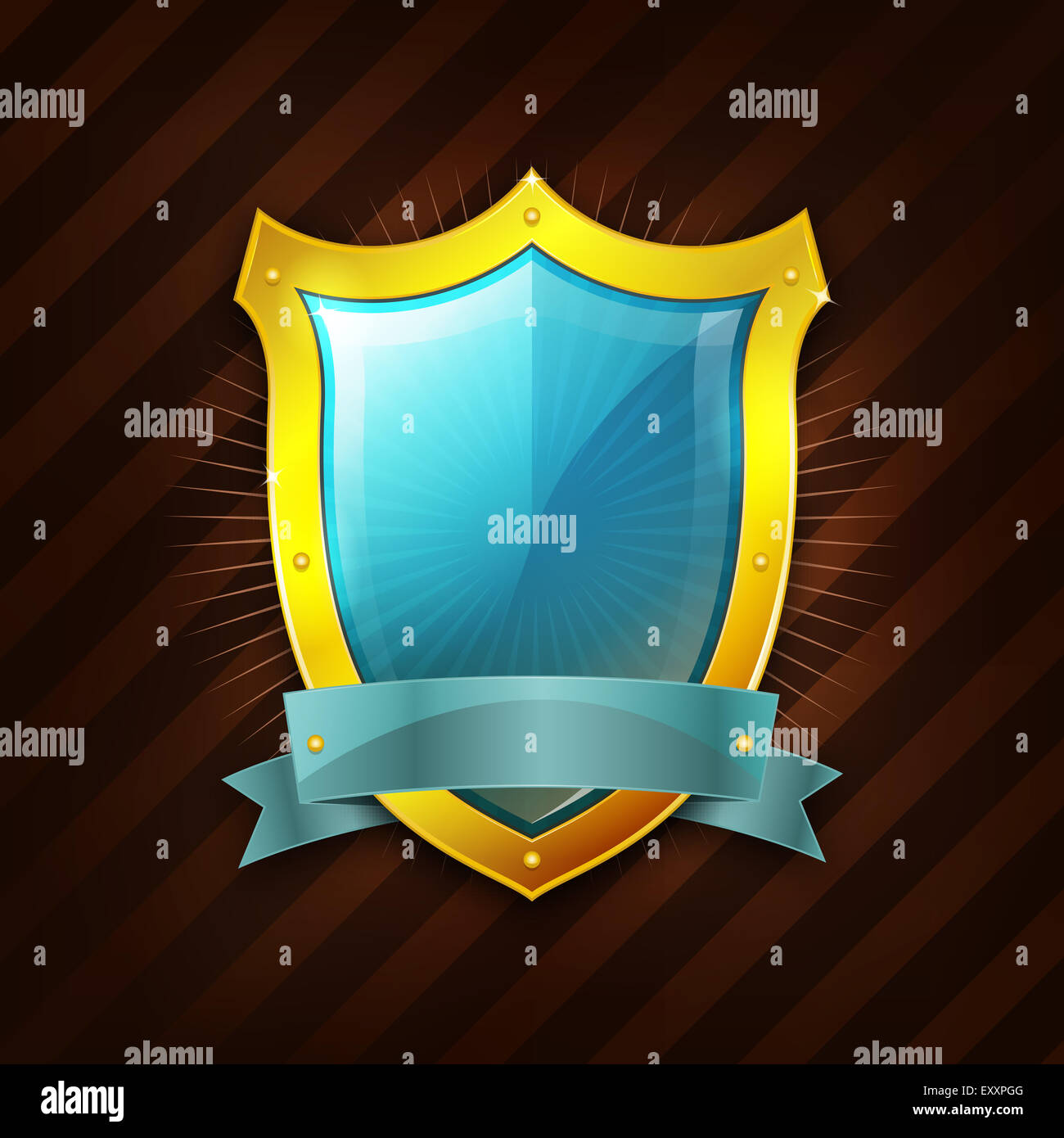 Illustration of a glossy golden security and protection icon with ...