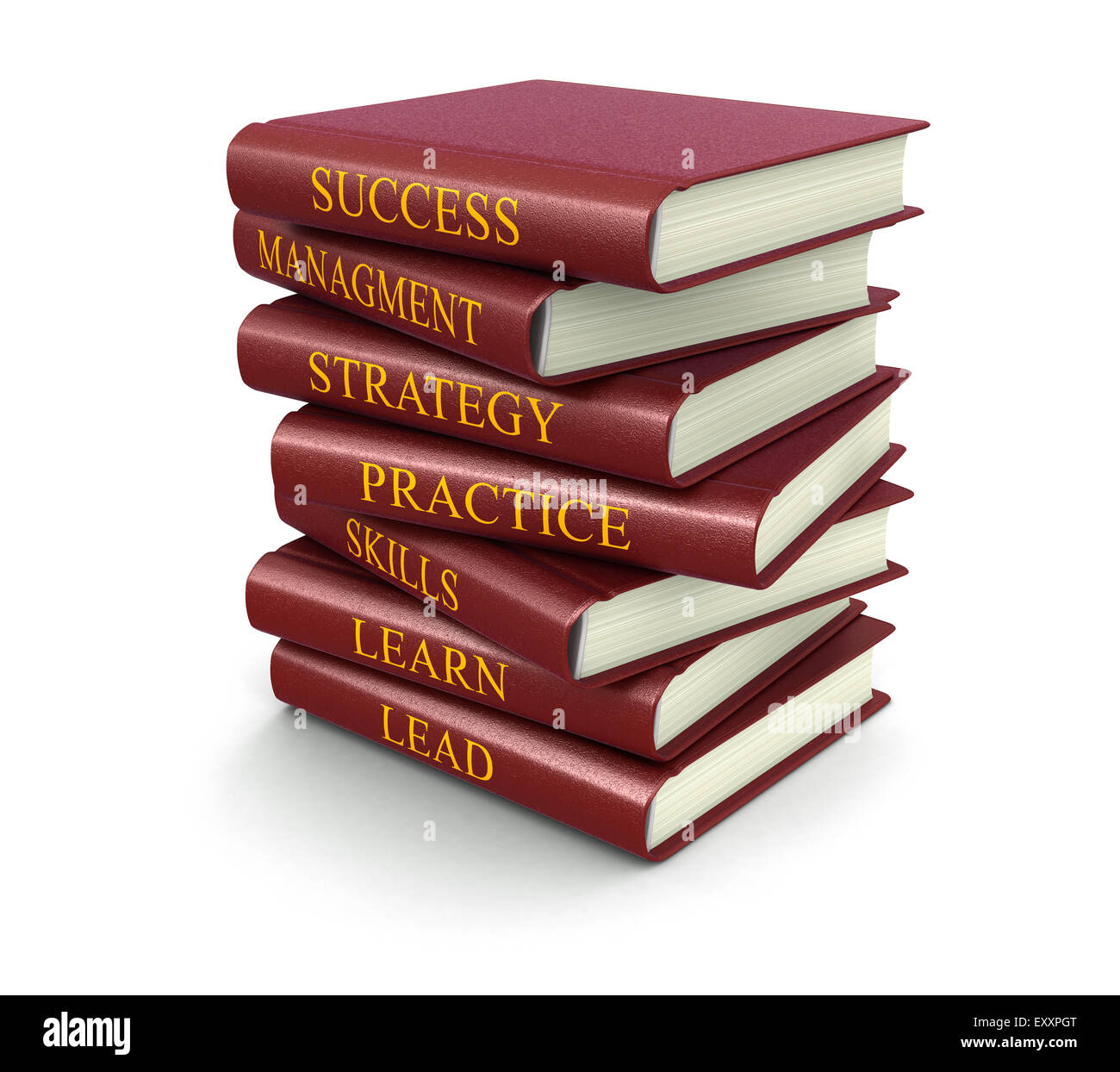 Stack of leadership related books (clipping path included Stock Photo ...