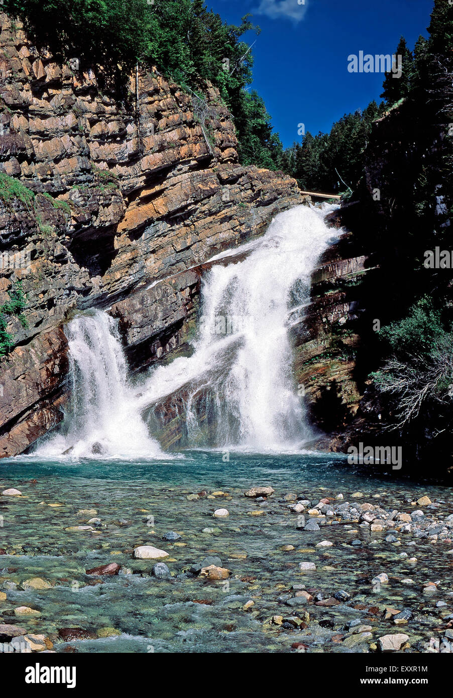 Cameron Falls,Waterton Lakes National Park,Alberta Stock Photo