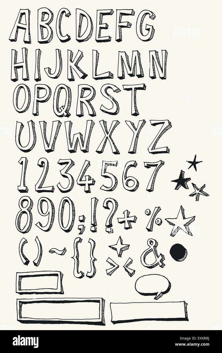 Illustration of a set of hand drawn sketched and doodled ABC alphabet ...