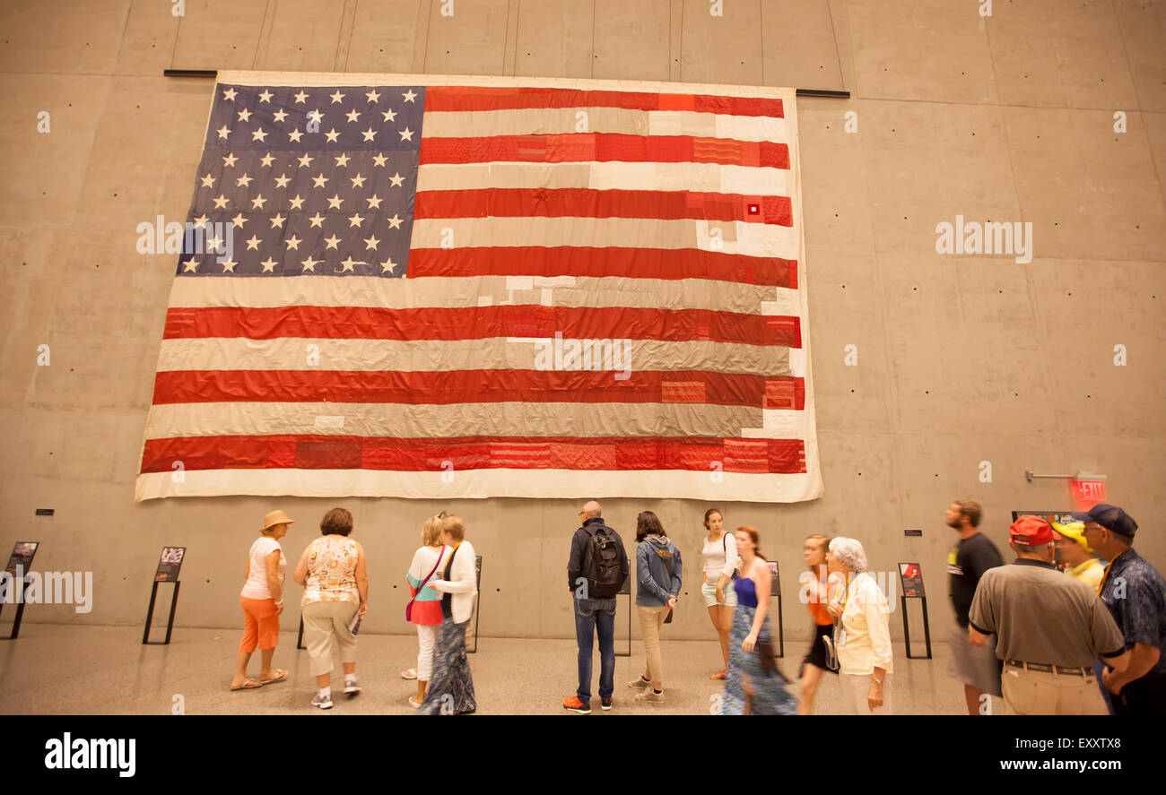 NEW YORK - May 30, 2015: After being unearthed from the rubble of the World Trade Center, lovingly repaired by veterans and torn Stock Photo