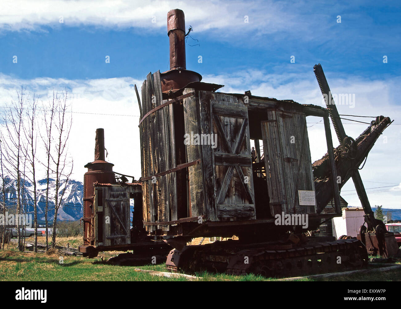 Antique steam shovel for gold mining,Atlin,British Columbia Stock Photo