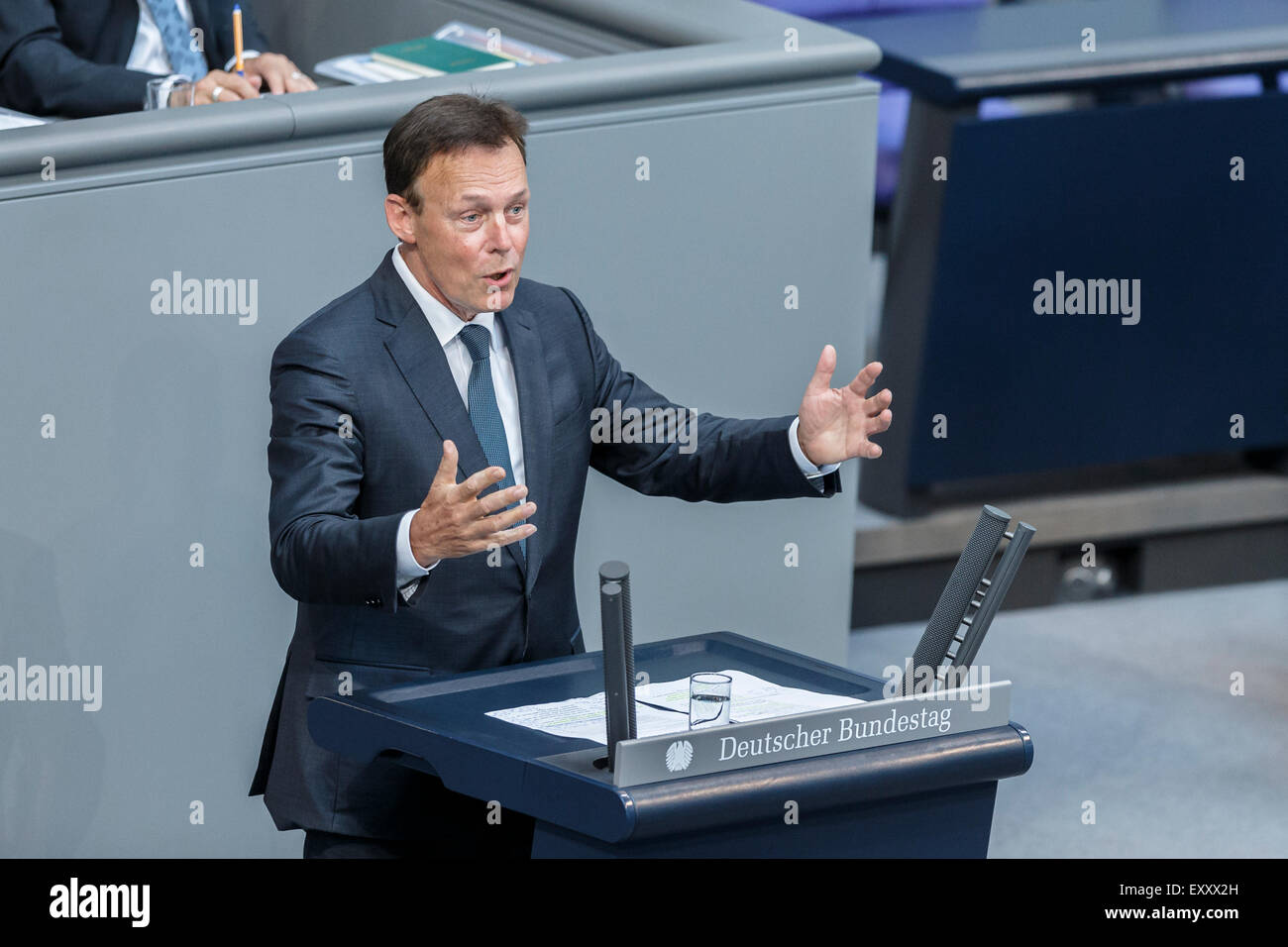 Berlin, Germany. 17th July, 2015. Special session of the German Parliament - consultation of government on the ' negotiations of the Government Federal relative to the concession of financial support for the Hellenic Republic of Greece ' realized at the German Parliament on 17.07.2015 in Berlin, Germany. / Picture: Thomas Oppermann (SPD), Lider of the SPD Parliamentary Group. Credit:  Reynaldo Chaib Paganelli/Alamy Live News Stock Photo